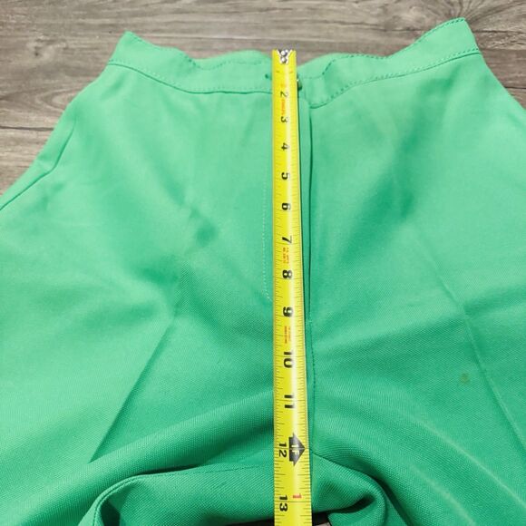 Vintage 60s 70s Pants Kelly Green High Waist Flares Side Leg 27 Retro Disco Mod - Picture 4 of 8